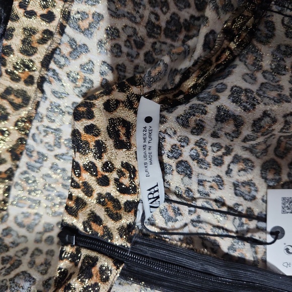 NEW ZARA Luxury  Leopard with Gold Metallic and Brown Dress Size XSl - Picture 16 of 17
